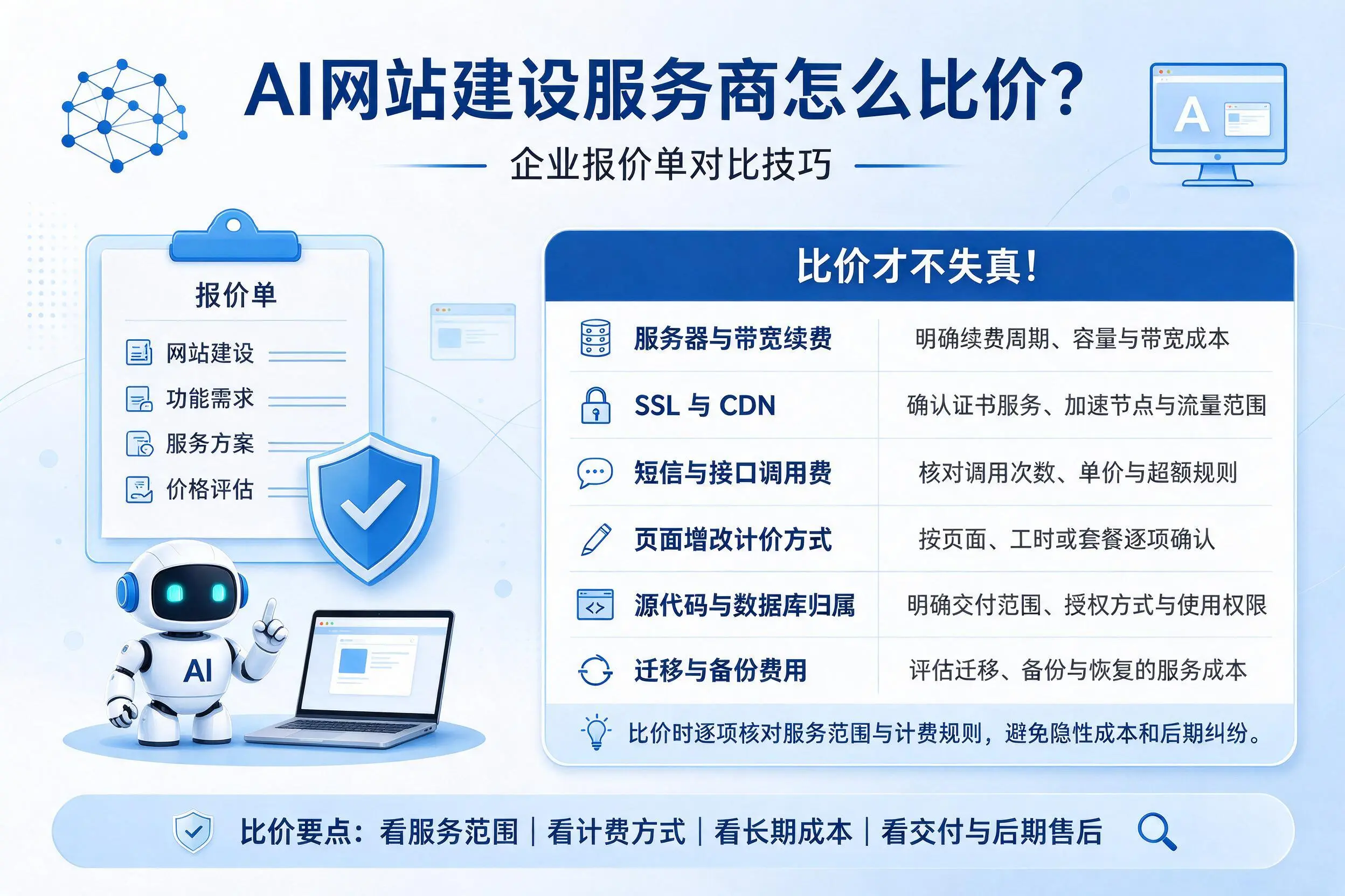 AI网站建设服务商怎么比价？郴州企业报价单对比技巧